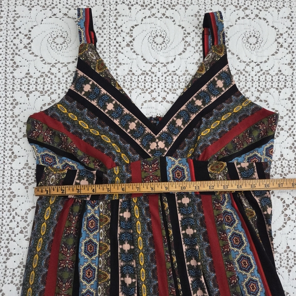 Tahari Black Boho Maxi Dress with Geometric Stripes Size Large - Picture 6 of 6